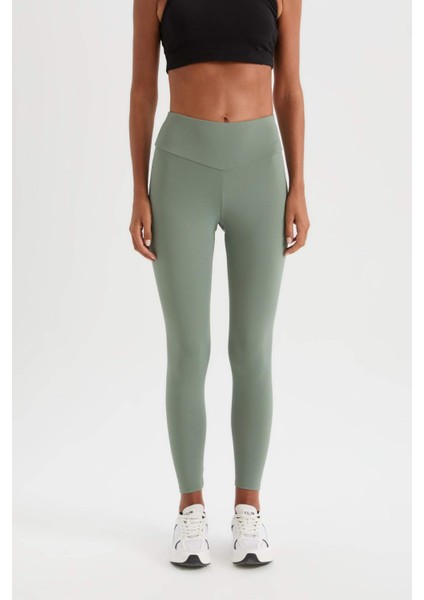 Fit Yüksek Bel Beli Saran Esnek Basic Düz Sporcu Tayt B4147AX25SP