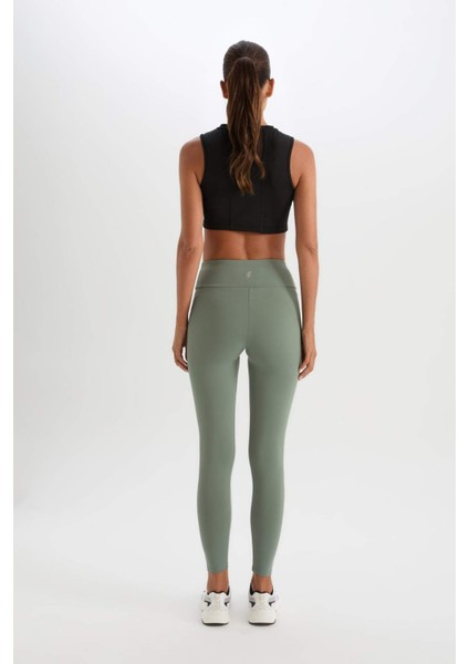 Fit Yüksek Bel Beli Saran Esnek Basic Düz Sporcu Tayt B4147AX25SP