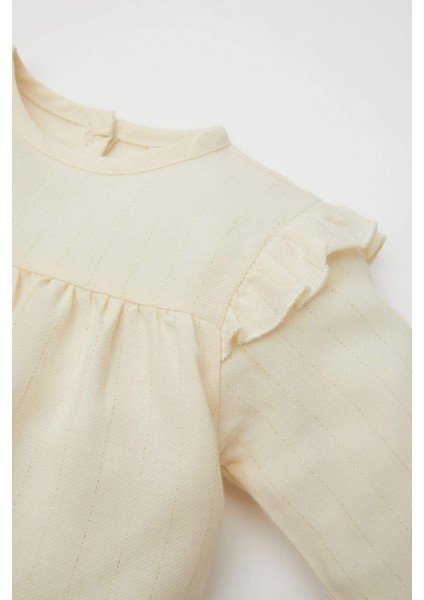 Kız Bebek Bisiklet Yaka Twill Uzun Kollu Gömlek D6234A524WN