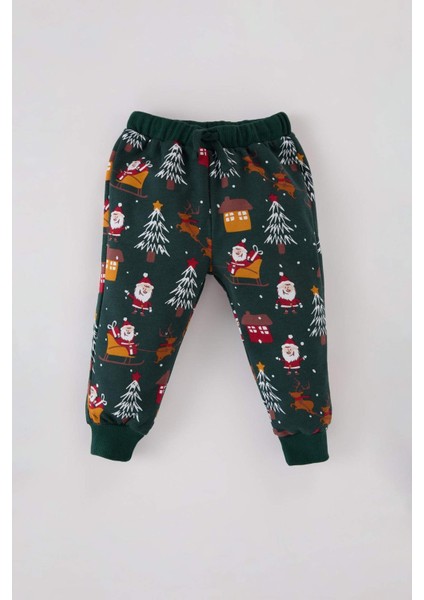 Erkek Bebek 2'li Takım Yılbaşı Temalı Sweatshirt Beli Lastikli Eşofman Altı D6730A524WN