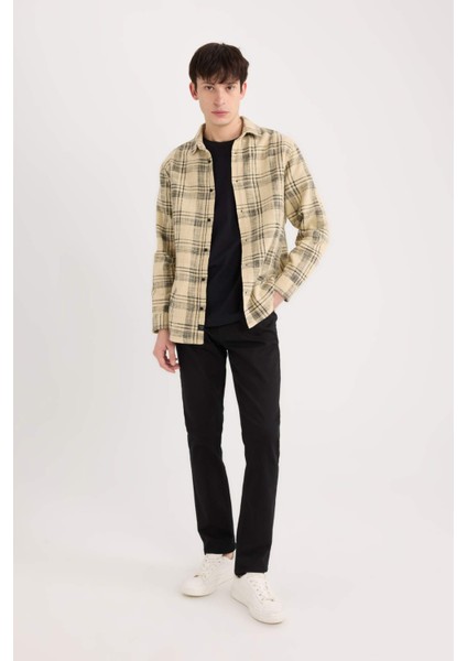 %100 Pamuk Regular Fit Kareli Oduncu Flanel Uzun Kollu Gömlek D6727AX25SP