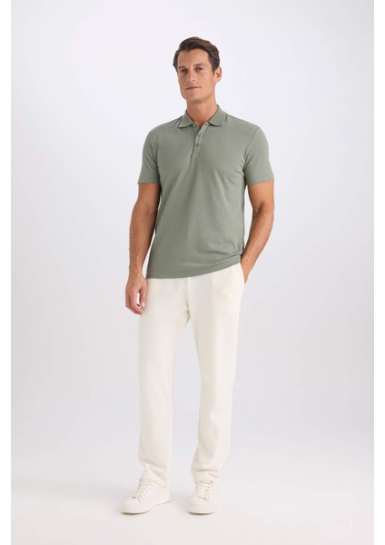 Slim Fit Dar Kesim Polo Yaka Kısa Kollu Pamuklu Modal Karışımlı Basic Düz Tişört M6609AZ25SP