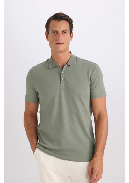 Slim Fit Dar Kesim Polo Yaka Kısa Kollu Pamuklu Modal Karışımlı Basic Düz Tişört M6609AZ25SP