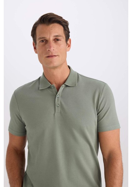Slim Fit Dar Kesim Polo Yaka Kısa Kollu Pamuklu Modal Karışımlı Basic Düz Tişört M6609AZ25SP