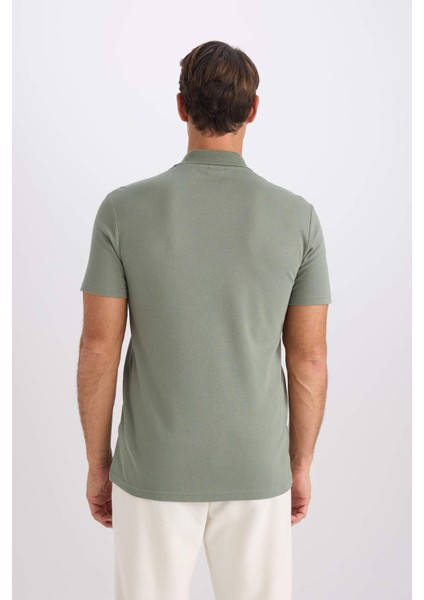 Slim Fit Dar Kesim Polo Yaka Kısa Kollu Pamuklu Modal Karışımlı Basic Düz Tişört M6609AZ25SP