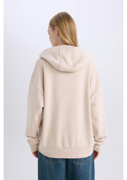 Coool Loose Fit Baskılı Kapüşonlu Sweatshirt D6671AX24WN