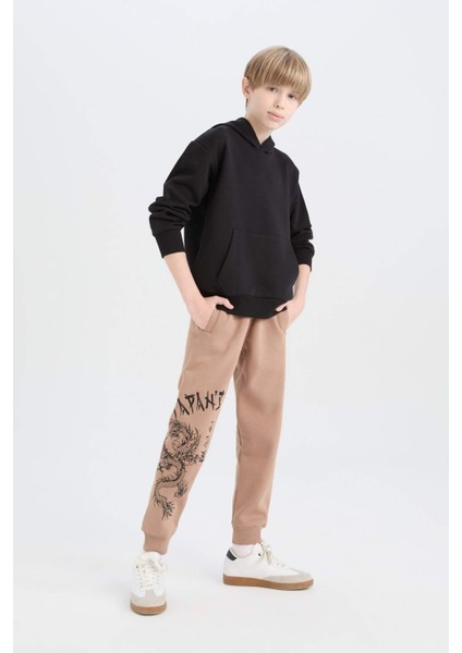 Erkek Çocuk Standart Fit Beli Paçası Lastikli Cepli Jogger Eşofman Altı D5683A824WN