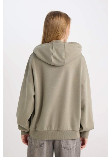 Coool Loose Fit Baskılı Kapüşonlu Sweatshirt D6672AX24WN