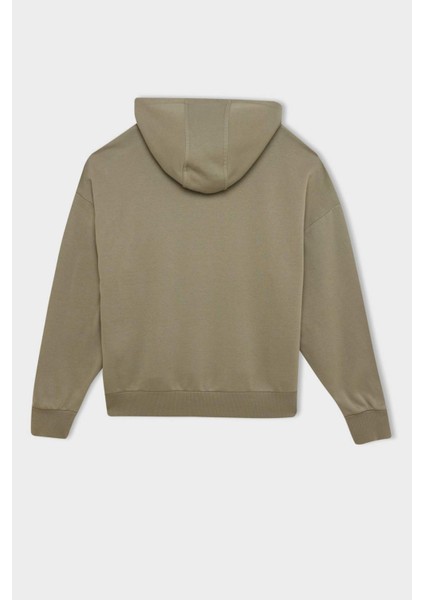 Coool Loose Fit Baskılı Kapüşonlu Sweatshirt D6672AX24WN