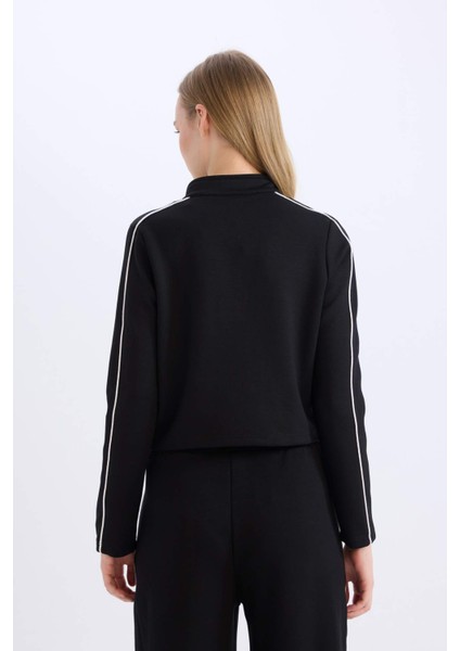 Fitted Dik Yaka Basic Düz Modal Fermuarlı Hırka D6670AX24WN