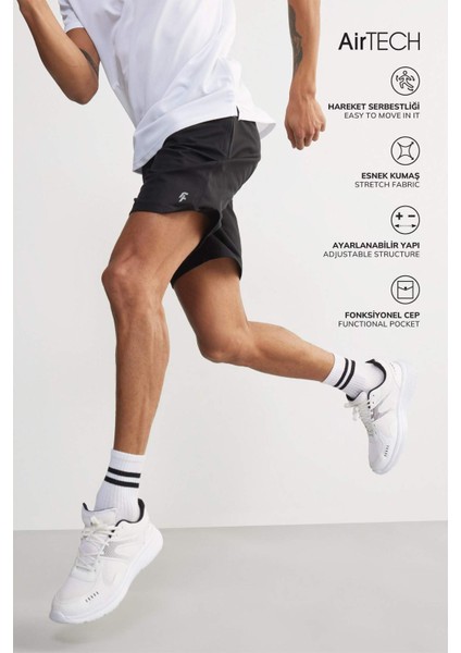Fit Hızlı Kuruyan Slim Fit Dar Kesim Sporcu Standart Paça Şort V3030AZ25SP