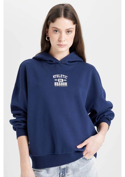 Coool Oversize Geniş Kalıp Kapüşonlu Baskılı Sweatshirt D6885AX24WN