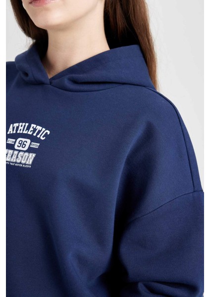 Coool Oversize Geniş Kalıp Kapüşonlu Baskılı Sweatshirt D6885AX24WN