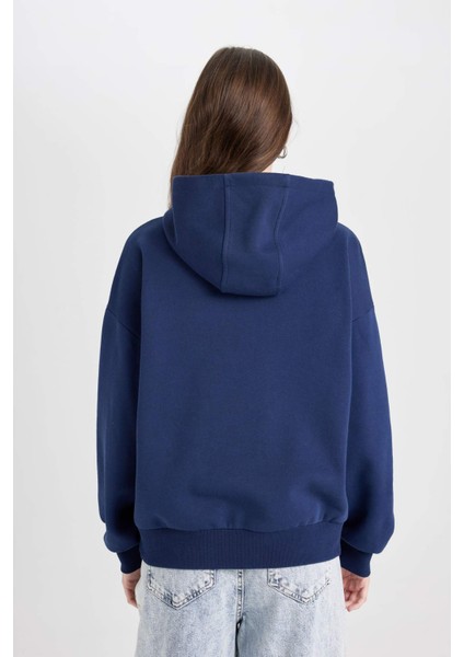 Coool Oversize Geniş Kalıp Kapüşonlu Baskılı Sweatshirt D6885AX24WN