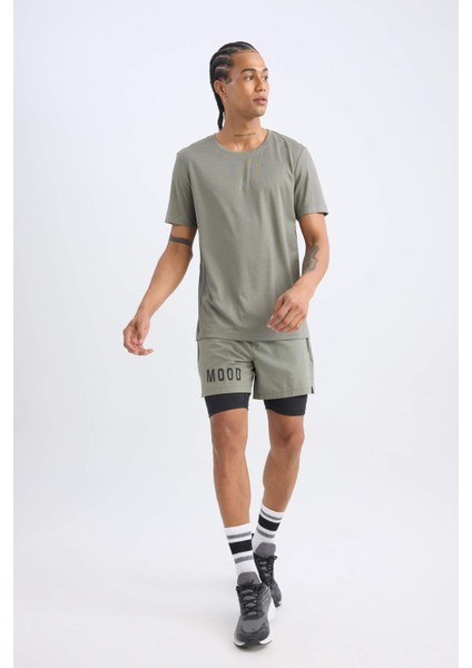 Fit Slim Fit Dar Kesim Fermuarlı Telefon Cepli Sporcu Taytlı Şort Z2147AZ25SP