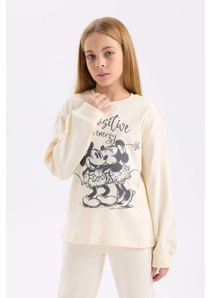 Kız Çocuk Disney Mickey & Minnie Pijama Takımı Uzun Kollu Üst Uzun Alt D7751A824WN
