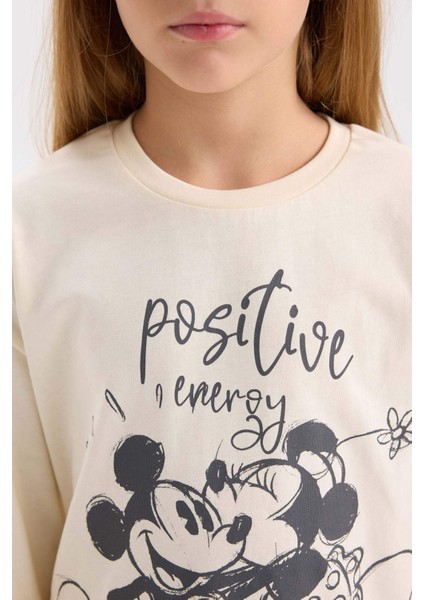 Kız Çocuk Disney Mickey & Minnie Pijama Takımı Uzun Kollu Üst Uzun Alt D7751A824WN