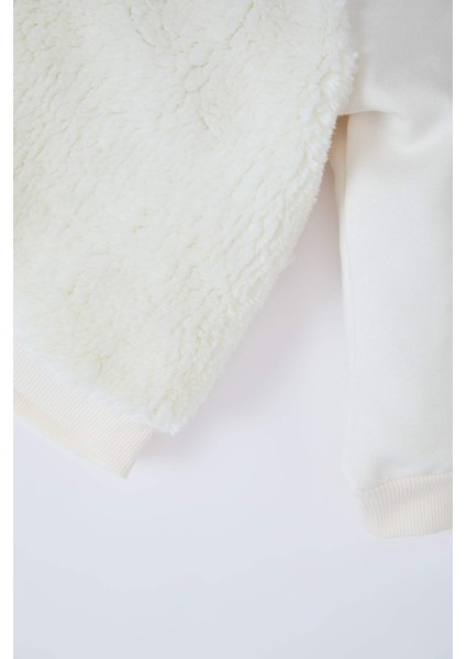 Kız Bebek Yılbaşı Temalı 2'li Takım Pelüş Sweatshirt Beli Lastikli Tayt