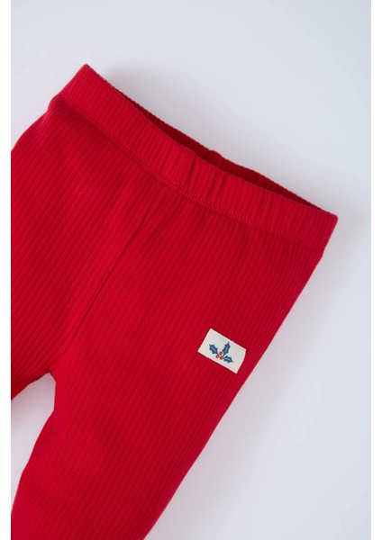 Kız Bebek Yılbaşı Temalı 2'li Takım Pelüş Sweatshirt Beli Lastikli Tayt