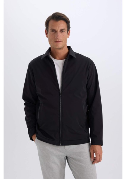 Slim Fit Dar Kesim Polo Yaka Astarlı Fermuarlı Mont D7524AX25SP