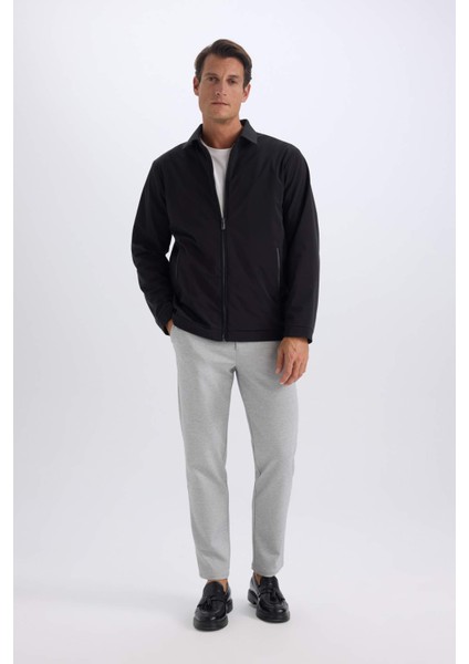 Slim Fit Dar Kesim Polo Yaka Astarlı Fermuarlı Mont D7524AX25SP