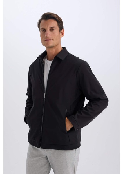 Slim Fit Dar Kesim Polo Yaka Astarlı Fermuarlı Mont D7524AX25SP