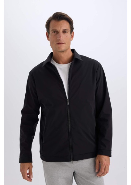 Slim Fit Dar Kesim Polo Yaka Astarlı Fermuarlı Mont D7524AX25SP