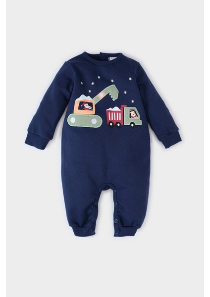 Erkek Bebek Yenidoğan Yılbaşı Temalı Uzun Kollu Tulum D6511A524WN