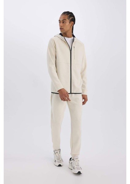 Fit Slim Fit Dar Kesim Kapüşonlu Skuba Dalgıç Kumaş Fermuarlı Sporcu Sweatshirt A6956AX25SP