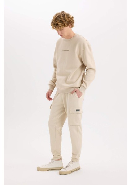 Regular Fit Jogger Eşofman Altı Basic Düz Kargo Cepli Lastikli Paça D5252AX25SP