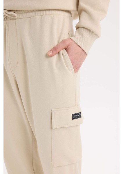 Regular Fit Jogger Eşofman Altı Basic Düz Kargo Cepli Lastikli Paça D5252AX25SP