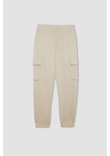 Regular Fit Jogger Eşofman Altı Basic Düz Kargo Cepli Lastikli Paça D5252AX25SP