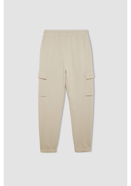 Regular Fit Jogger Eşofman Altı Basic Düz Kargo Cepli Lastikli Paça D5252AX25SP