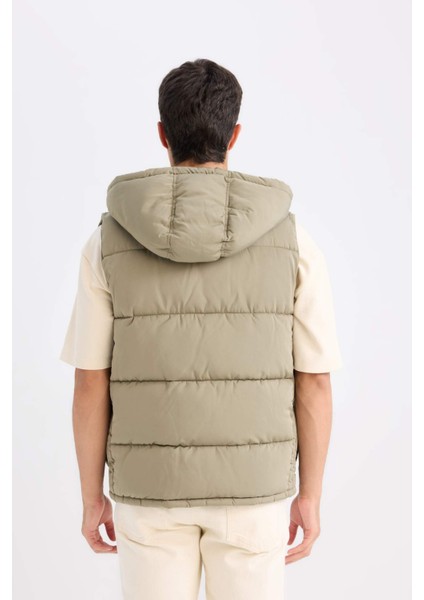 Regular Fit Kapüşonlu Fermuarlı Cepli Şişme Yelek D6285AX25SP