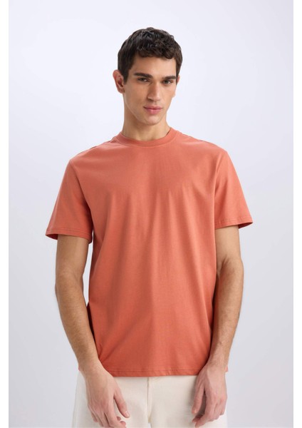 %100 Pamuk New Regular Fit Bisiklet Yaka Basic Düz Kısa Kollu Tişört V7699AZ25SP