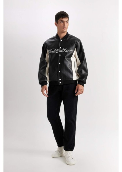 Su İtici Regular Fit Bomber Kolej Yaka Çıtçıt Kapamalı Cepli Mevsimlik Hafif Mont D6242AX25SP