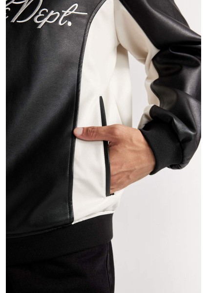 Su İtici Regular Fit Bomber Kolej Yaka Çıtçıt Kapamalı Cepli Mevsimlik Hafif Mont D6242AX25SP