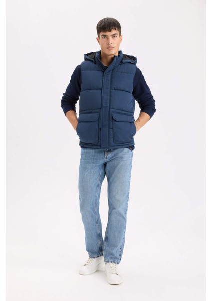 Regular Fit Kapüşonlu Fermuarlı Cepli Şişme Yelek D6285AX25SP