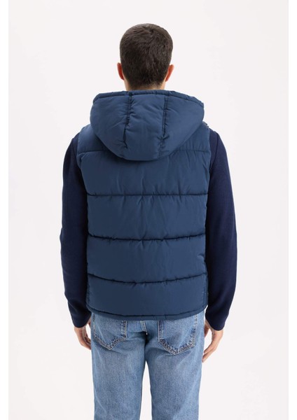Regular Fit Kapüşonlu Fermuarlı Cepli Şişme Yelek D6285AX25SP