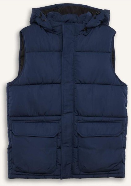 Regular Fit Kapüşonlu Fermuarlı Cepli Şişme Yelek D6285AX25SP