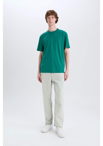 %100 Pamuk New Regular Fit Bisiklet Yaka Basic Düz Kısa Kollu Tişört V7699AZ25SP