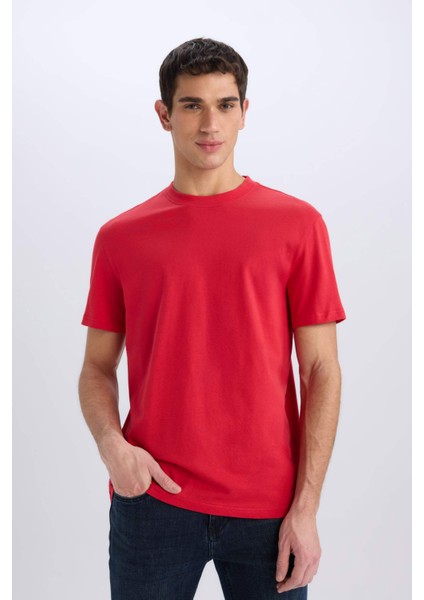 %100 Pamuk New Regular Fit Bisiklet Yaka Basic Düz Kısa Kollu Tişört V7699AZ25SP