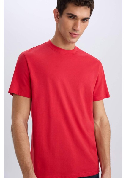 %100 Pamuk New Regular Fit Bisiklet Yaka Basic Düz Kısa Kollu Tişört V7699AZ25SP