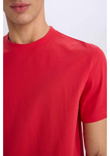 %100 Pamuk New Regular Fit Bisiklet Yaka Basic Düz Kısa Kollu Tişört V7699AZ25SP