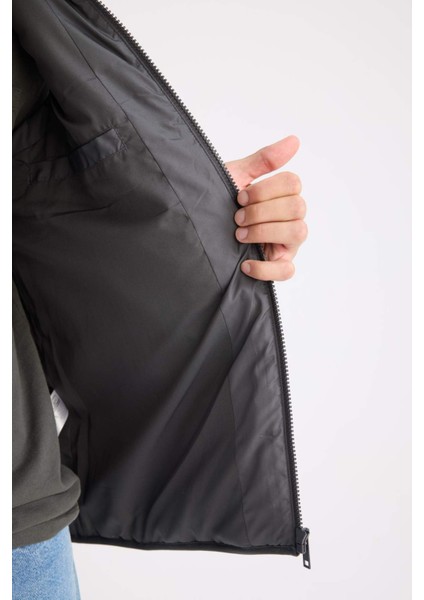 Regular Fit Dik Yaka Fermuarlı Cepli Şişme Yelek D6286AX25SP