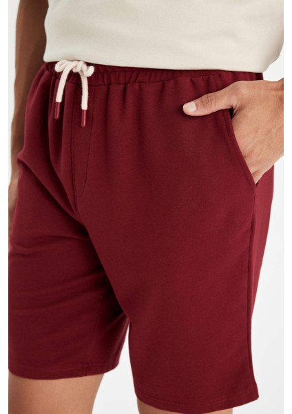 Regular Fit Cepli Basic Düz Bermuda Şort D7933AX24SM