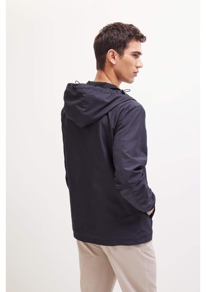 Su İtici Slim Fit Dar Kesim File Astarlı Kapüşonlu Fermuarlı Mevsimlik Baharlık Yağmurluk Mont C5821AX25SP