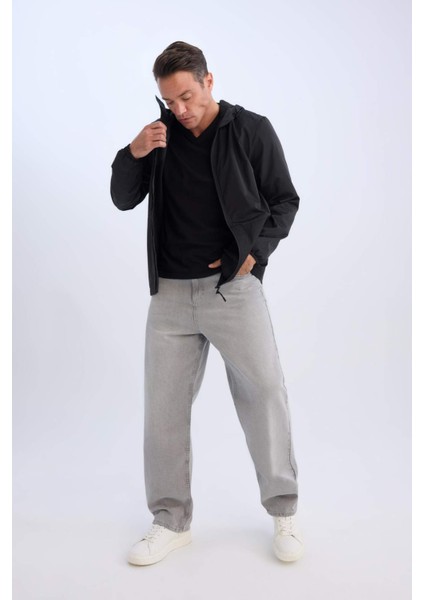 Su İtici Slim Fit Dar Kesim File Astarlı Kapüşonlu Fermuarlı Mevsimlik Baharlık Yağmurluk Mont C5821AX25SP