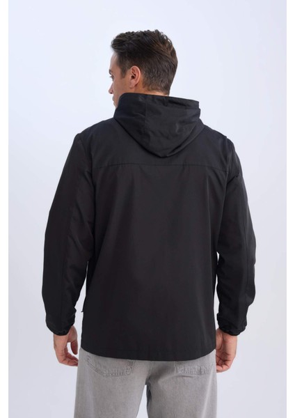 Su İtici Slim Fit Dar Kesim File Astarlı Kapüşonlu Fermuarlı Mevsimlik Baharlık Yağmurluk Mont C5821AX25SP