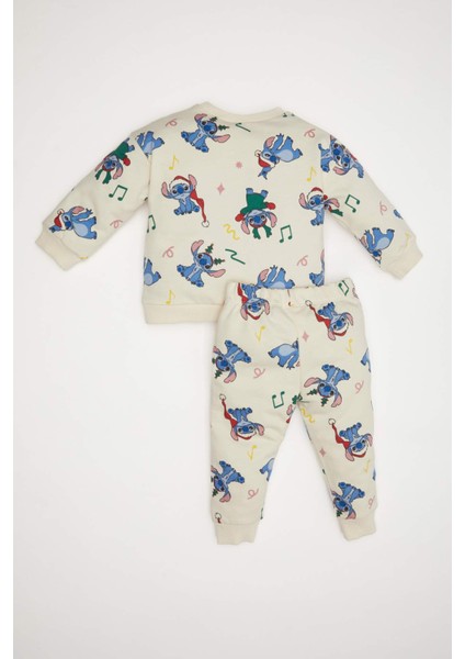 Kız Bebek 2'li Takım Disney Lilo & Stitch Sweatshirt Beli Lastikli Eşofman Altı D6704A524WN